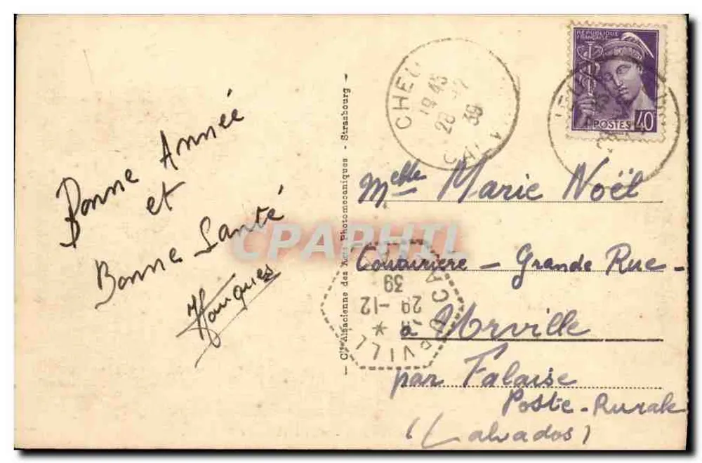 Langrune - Marinheiros em formação — Bilhete postal antigo n°15, editor AB - Verso