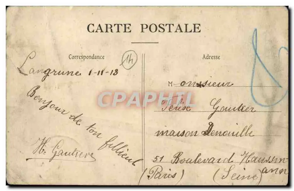 Langrune-sur-Mer — Rue de la Mer — Verlag P. R. (Nr. 6) - Rückseite