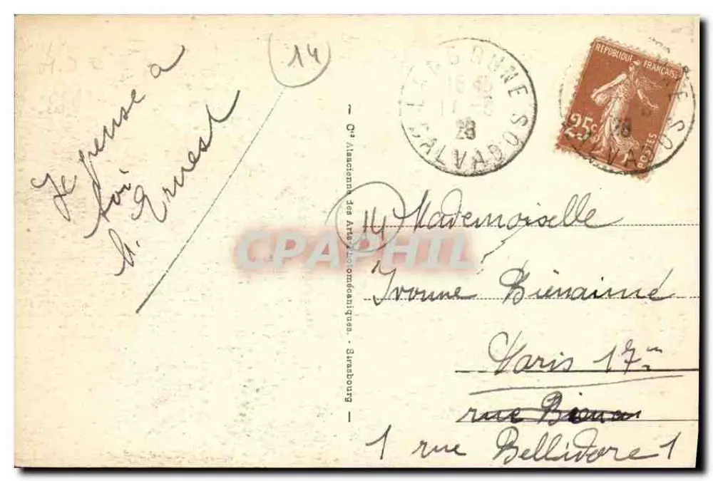 Langrune - Rue de l'Est — vista da rua com casa e árvore — editor não identificado, n° 10 - Verso