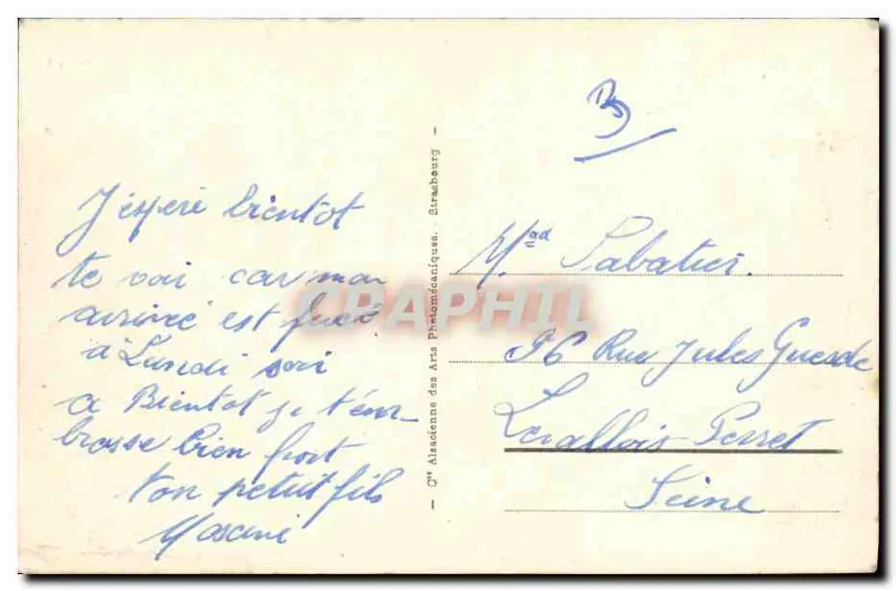 Langrune — Ecke der Strandpromenade vom Grand Hotel — 11, Verlag A. L. P. (A. Léon P. ?) oder A. Léon P. (A. Léon P. ?) — Nr. 11 - Rückseite