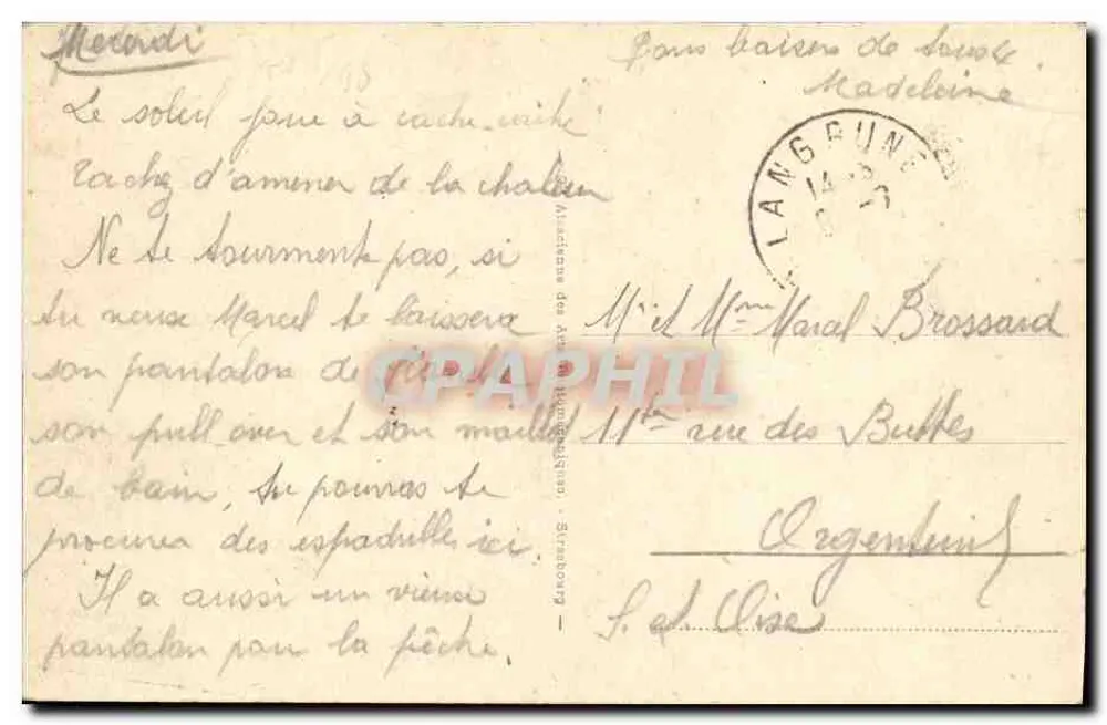 Langrune - Junge Seefahrer — Internationale Kolonialausstellung 1931 — Verlag nicht sichtbar - Rückseite