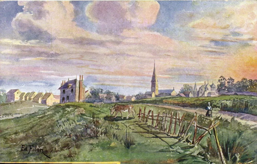 Paisagem rural com igreja — obra de Ed Filon — editor G. I., Paris - Frente