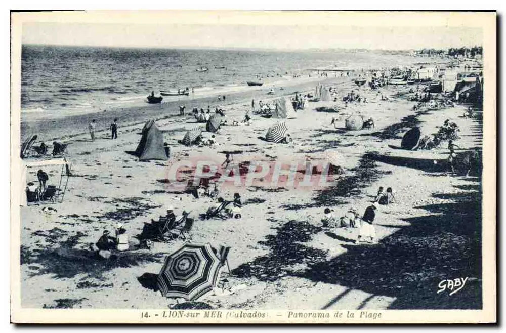 LION-sur-MER (Culvados) — Panorama de la Playa — G. Ardaud, editor Gaby - Anverso