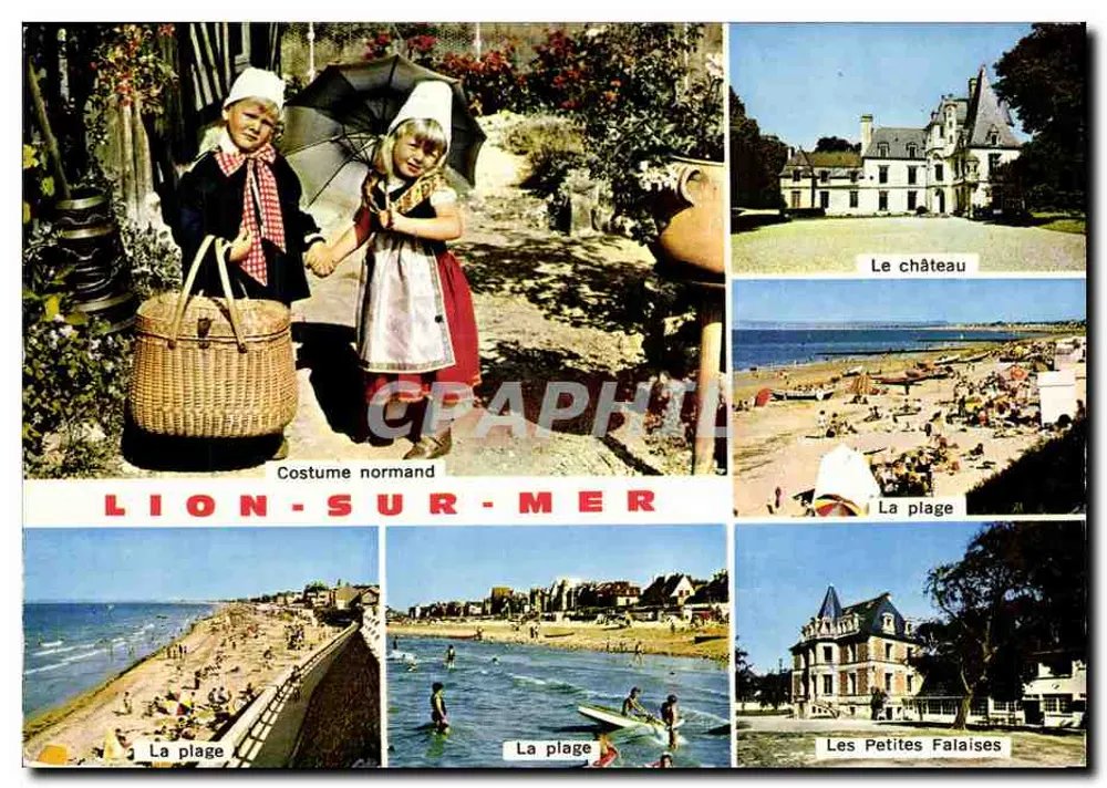 Lion-sur-Mer — Traje normando, O castelo, A praia, As Petites Falaises — AR TAUD Frères, Editores - Frente