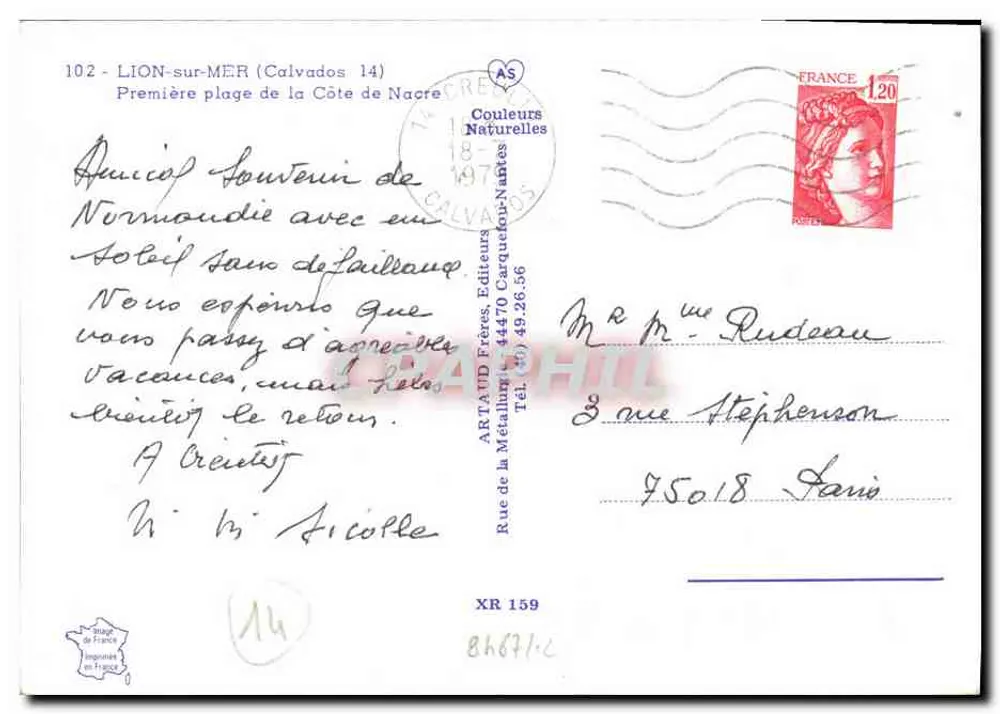 Lion-sur-Mer — Traje normando, O castelo, A praia, As Petites Falaises — AR TAUD Frères, Editores - Verso