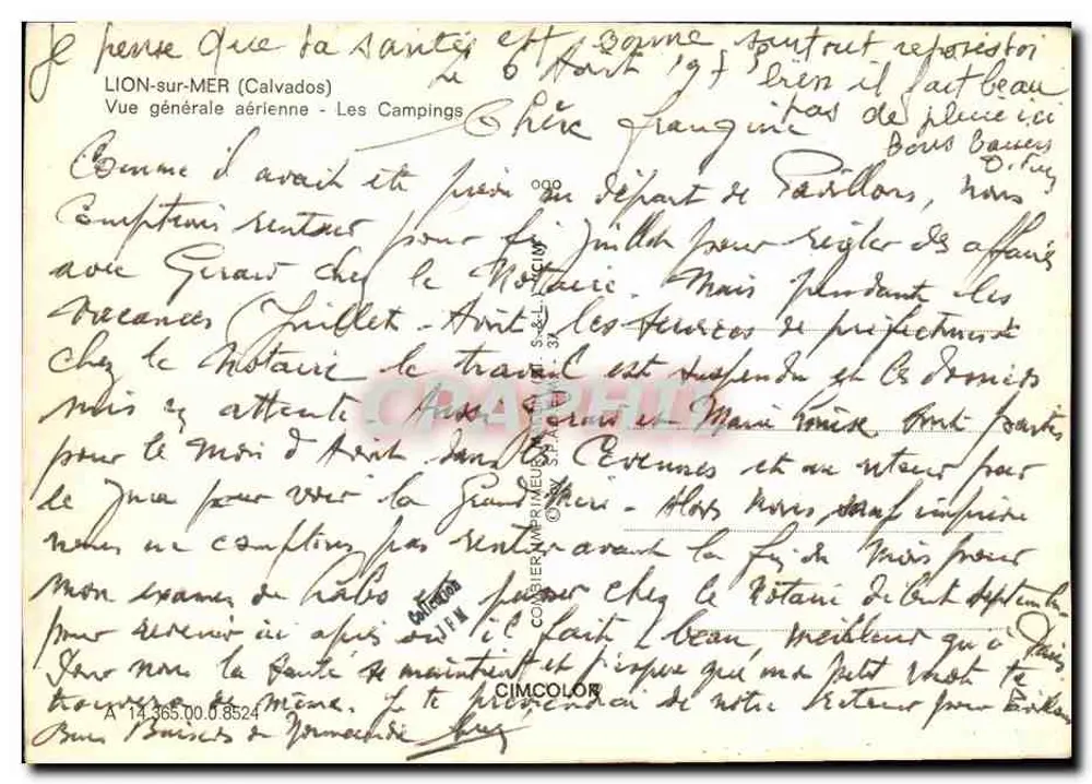 LION-sur-MER (Calvados) — Allgemeine Luftaufnahme — Die Campingplätze — Verlag Cimcolor, Nr. 31 - Rückseite