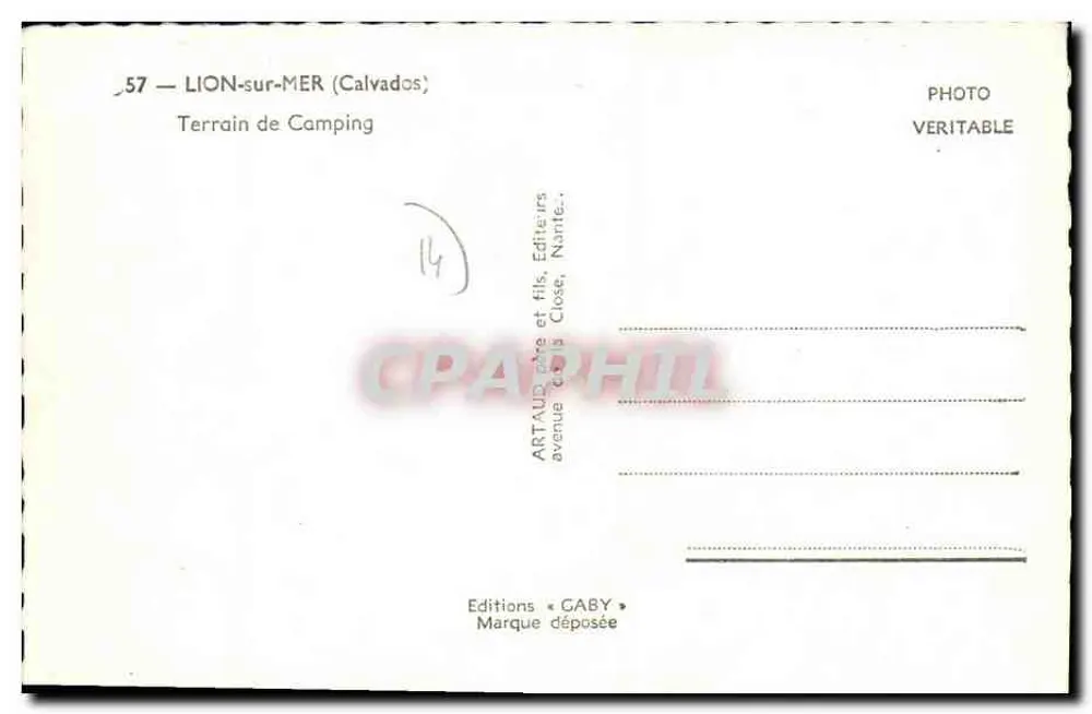 Terreno de acampamento em Lion-sur-Mer — Calvados — Éditions Gaby - Verso
