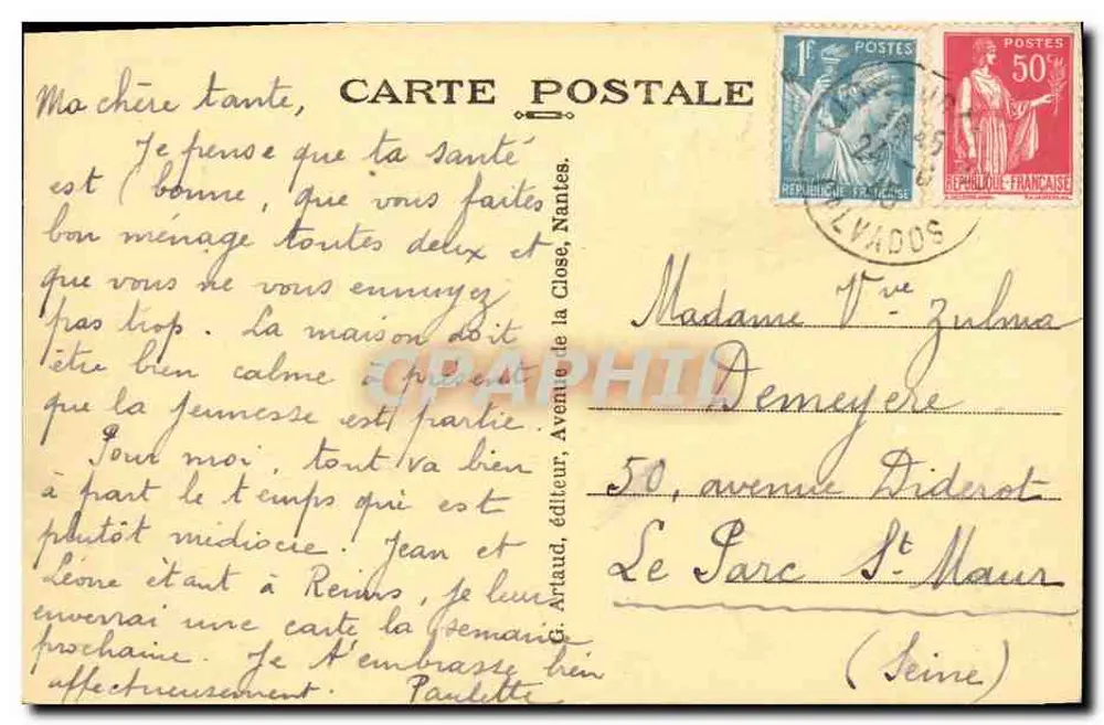 LION-sur-MER (Calvados) — A Promenade — editor Artaud, n° 57 - Verso