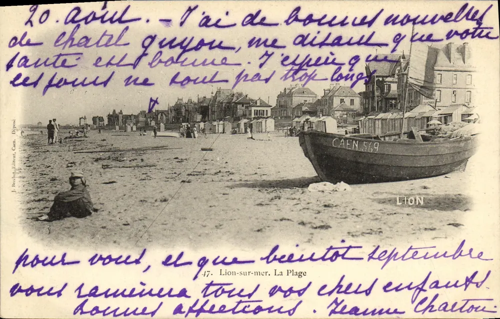 Lion-sur-mer. A Praia — J. Rocha, Littre, Caen. N°47 - Frente