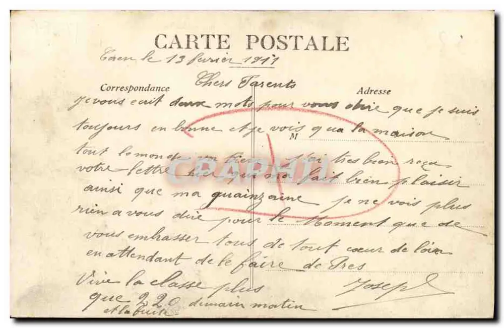CAEN — A Maladrerie — Casa Central de Detenção, construída em 1696 no local da Antiga Leprosaria — C.P.A. n°151 - Verso