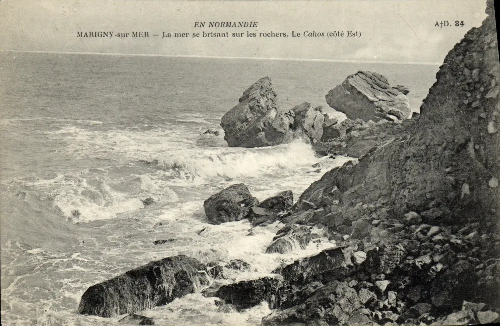 Marigny-sur-Mer — Die See, die auf den Felsen bricht. Das Chaos (östlicher Teil) — A.D. 34 - Vorderseite