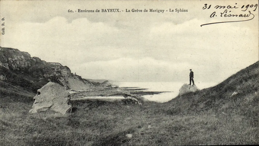 Ao redor de BAYEUX - A Praia de Marigny - O Esfinge — A. Léonard, n°60 - Frente