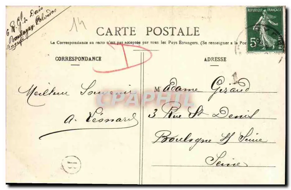 Ao redor de BAYEUX - A Praia de Marigny - O Esfinge — A. Léonard, n°60 - Verso