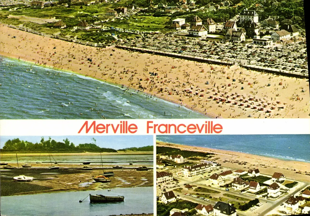 Merville-Franceville — luftaufnahme der Strand und Hafen — Verlag Combainprimur Macan - Vorderseite