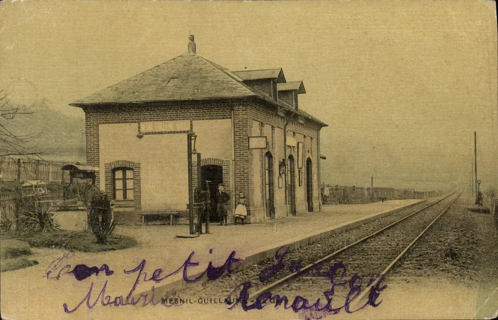 Gare de Mesnil-Guillaume — Blick auf das Gebäude und die Bahnsteige — Verlag Mesnil-Guillaume, n° 204 - Vorderseite