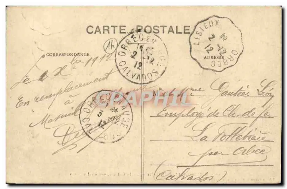 MESNIL-GUILLAUME (Calvados) — Das Schloss, Vogelperspektive — Ausgabe Papeteries Albert Grenets, Lisieux - Rückseite