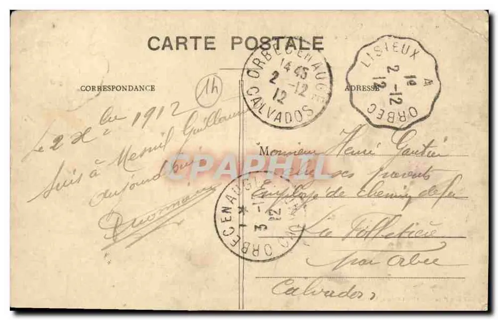 Mesnil-Guillaume (Calvados) — Pavilhão do Guarda, lado Leste (Castelo) — Editor não identificado, n° 6 - Verso