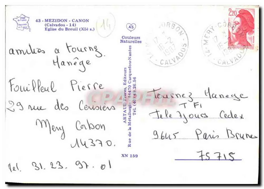 Igreja do Breuil (século XI) — Mezidon-Canon, Calvados — Artaud Frères, editores - Verso