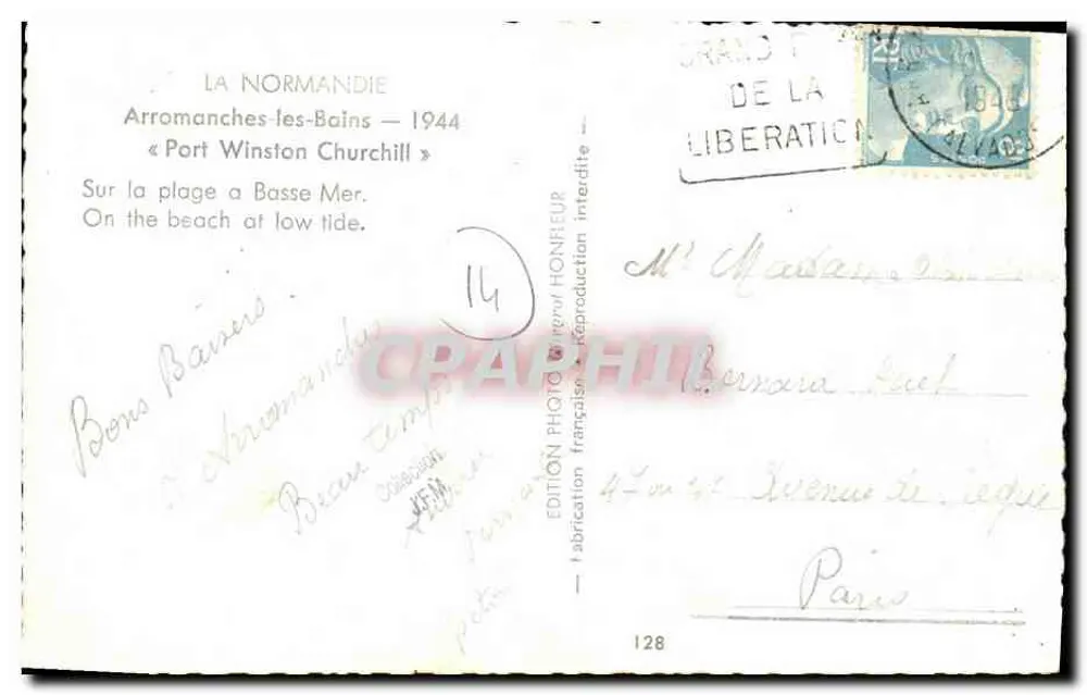 Arromanches-les-Bains — 1944 — Hafen Winston Churchill — Ausgabe HONFLEUR - Rückseite