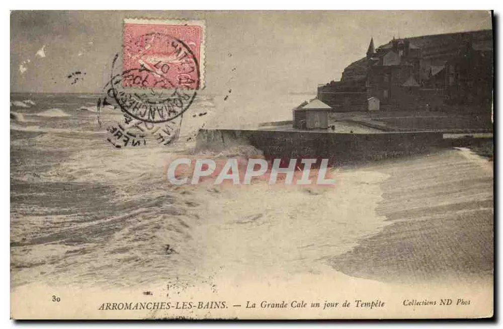 Arromanches-les-Bains — Ansicht der Grande Cale an einem Sturmtag — Sammlung ND Phot - Vorderseite