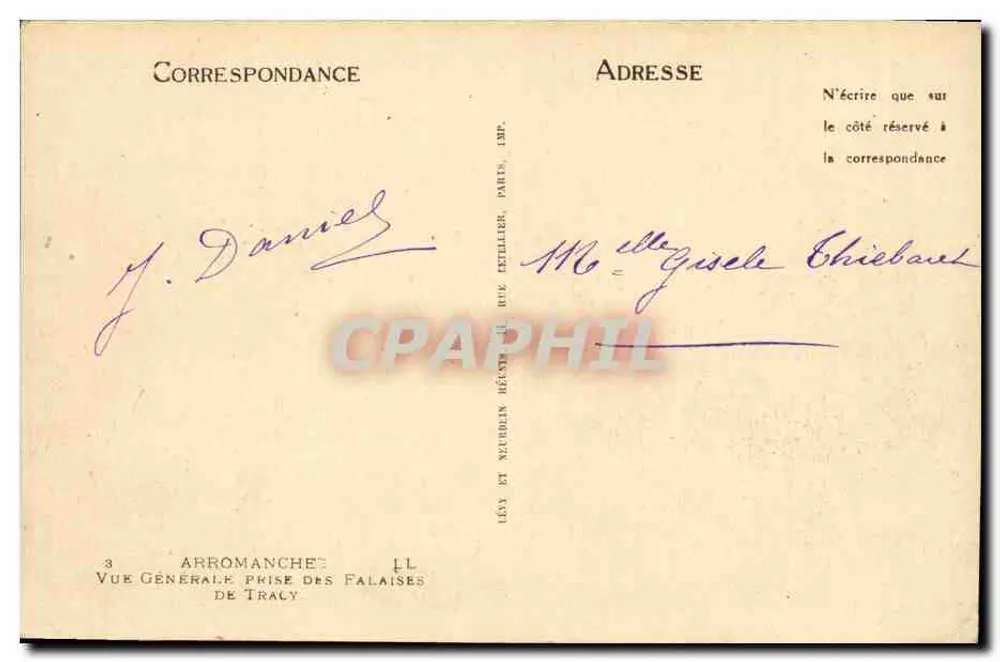 Allgemeiner Blick von den Klippen — Arromanches — Verlag Lévy et Neubüdin, n°3 - Rückseite