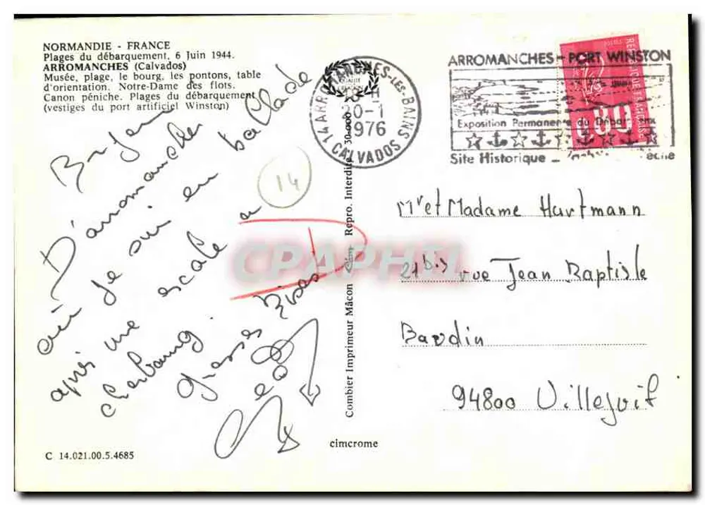 Arromanches — Landung am 6. Juni 1944 — Verlag: Drucker Mâcon - Rückseite