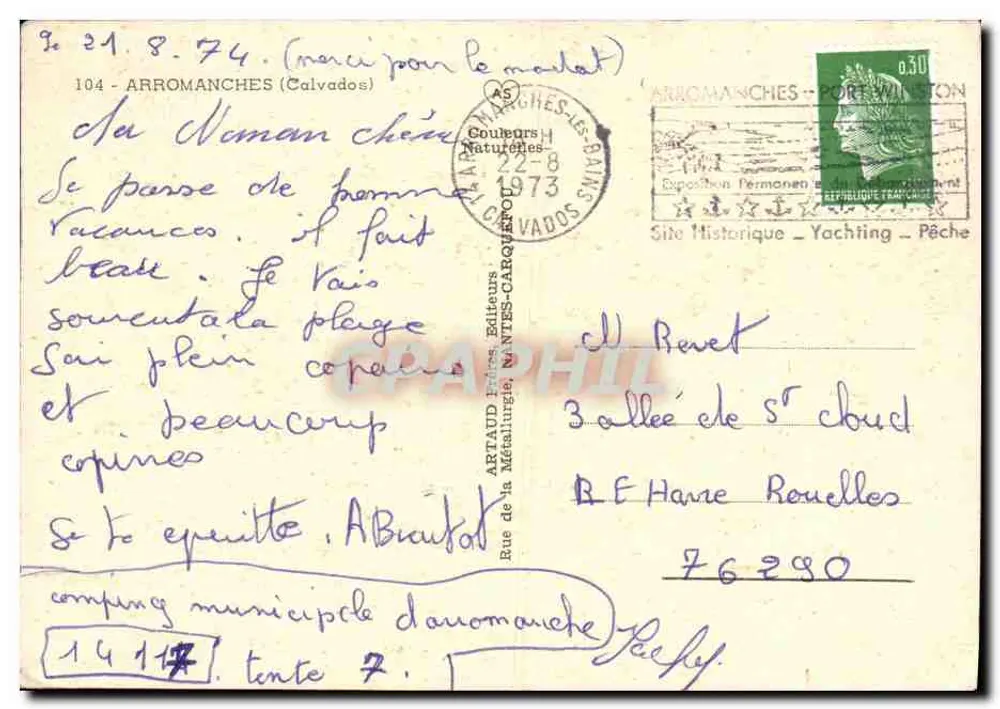 Arromanches Port-Winston — Desembarque e museu — Editores Couleurs Naturelles, n°104 - Verso
