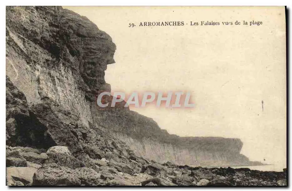 Arromanches - As falésias vistas da praia — série 59, editor não visível - Frente