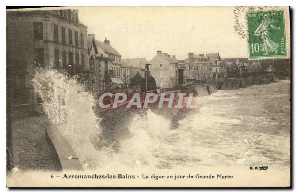Arromanches-les-Bains — Die Mole an einem Tag der Flut — Verlag B. F. J. - Vorderseite