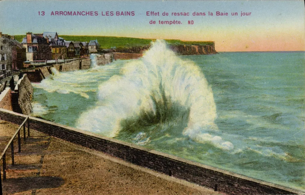 Arromanches-les-Bains — Effekt der Brandung in der Bucht an einem stürmischen Tag — ND - Vorderseite