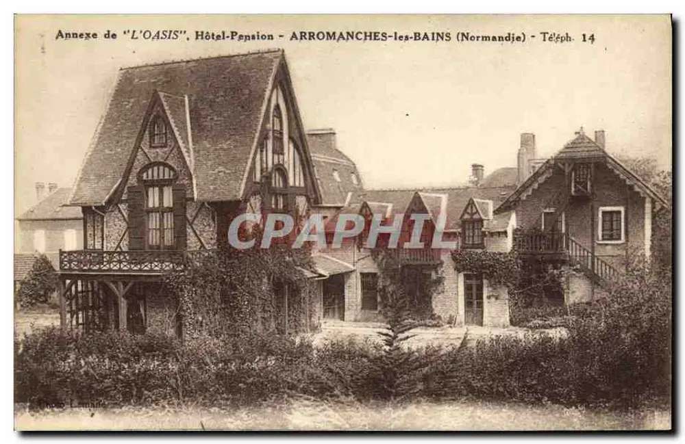 Anbau von 'L'OASIS', Hotel-Pension - ARROMANCHES-les-BAINS (Normandie) - Téléph. 14 - Vorderseite
