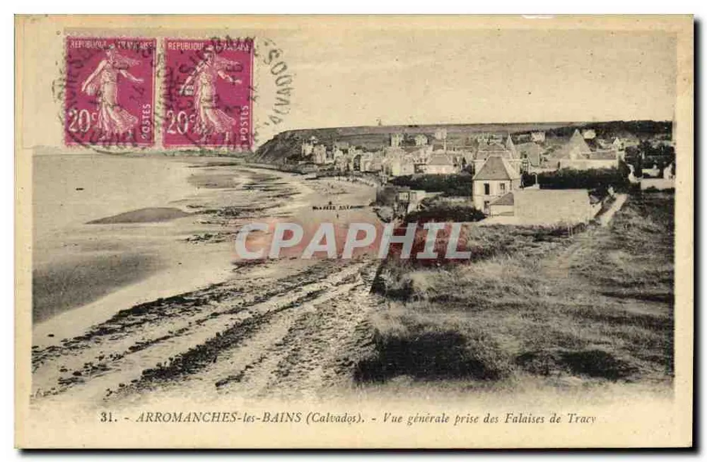 Arromanches-les-Bains (Calvados) — Allgemeiner Blick vom Tracy-Kliff — G. Artaud, Nantes - Vorderseite