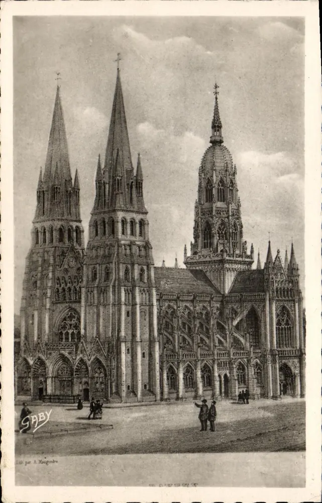Bayeux — Kathedrale, Übersicht — SABY, Lith. von A. Maugendre - Vorderseite