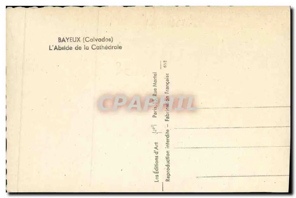 Bayeux (Calvados) — A Abside da Catedral — Éditions d'Art Rue Martel - Verso