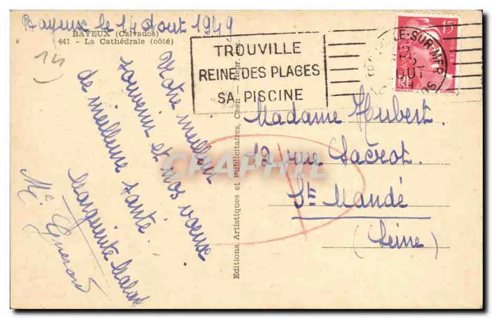 BAYEUX — A Catedral (lado) — Éditions Artistiques et Publicitaires - Verso