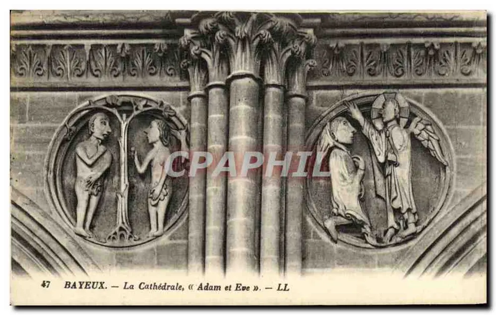 Bayeux — Die Kathedrale, « Adam und Eva » — LL - Vorderseite
