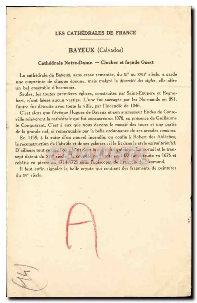 Bayeux (Calvados) — Cathédrale Notre-Dame (Façade Ouest) — Collection de la Solution Pautaubege, 5e Série - Verso