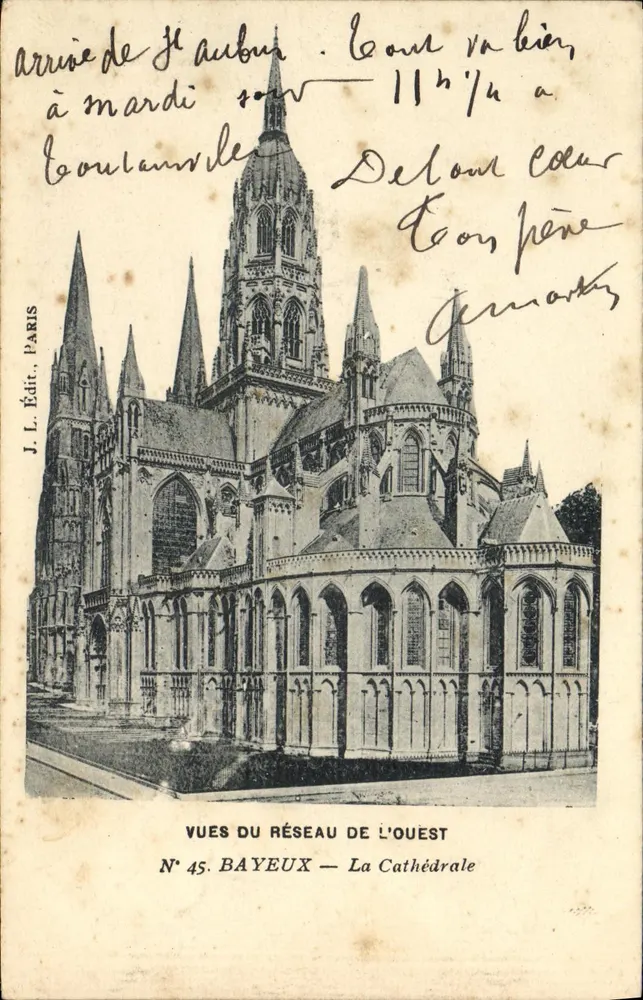 Bayeux — A Catedral — J. L. Édit. PARIS N° 45 - Frente