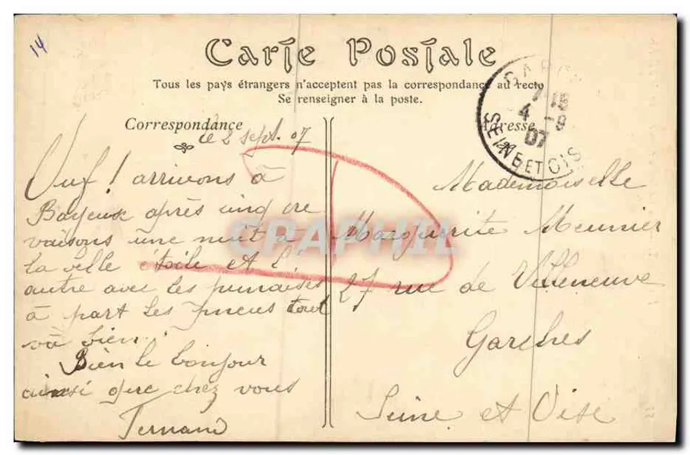Bayeux — Ansicht der Kathedrale, aufgenommen vom Bischofssitz — unbekannter Verleger, Nr. 55 - Rückseite