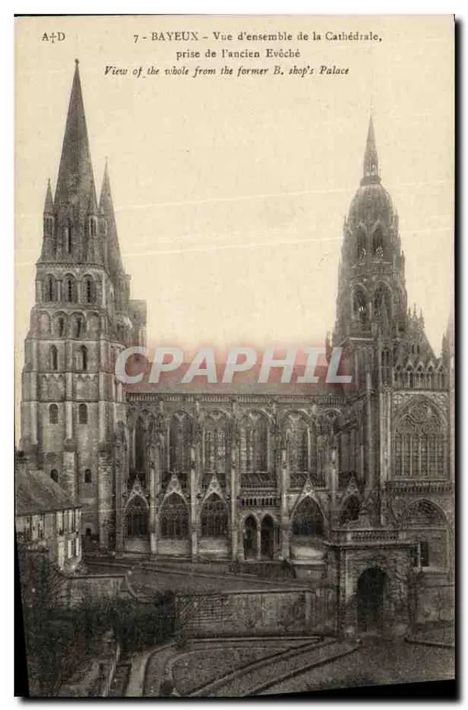 Bayeux — Überblick der Kathedrale, aufgenommen vom alten Bischofspalast — A. Dubosq, Verlag, Commes (Cavados) - Vorderseite