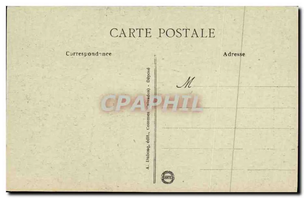 Bayeux — Überblick der Kathedrale, aufgenommen vom alten Bischofspalast — A. Dubosq, Verlag, Commes (Cavados) - Rückseite