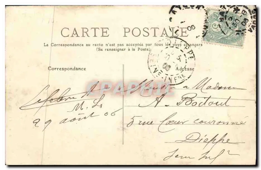 Bayeux — Chaire de la Cathédrale — éditeur imprimeur non visible, n° de série 384 - Verso
