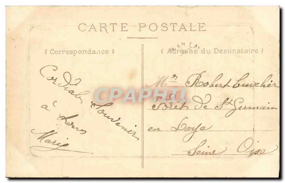 Bayeux, A Estação — vista da estação com carruagens e viajantes — Coll. G.B. - Verso