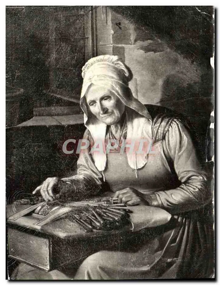 एक बुजुर्ग महिला मेज के पास — बेलेरोस (1812-1895) — एडिशन गैबी, बेयूक्स - आगे