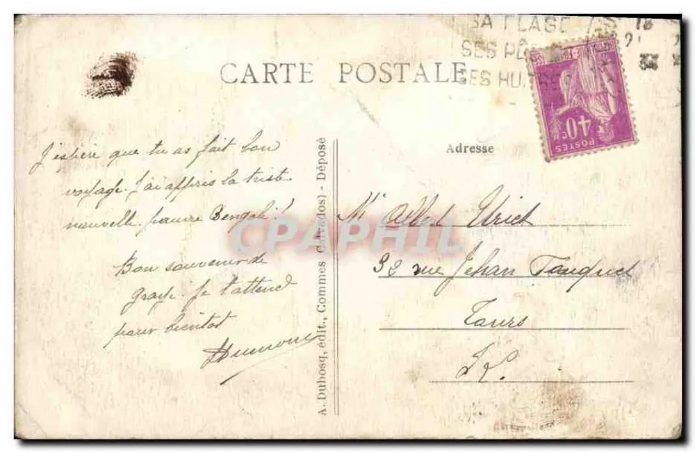 Magd aus der Region BAYEUX — Milchmelken — Verleger A. Dubost, Nr. 976 - Rückseite