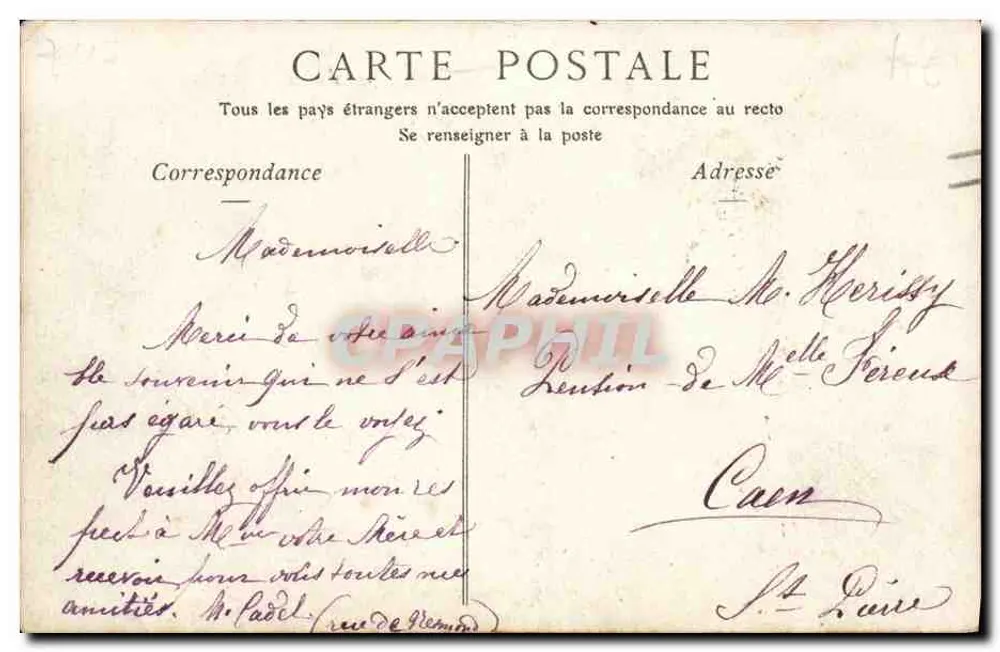 Bayeux — Blick auf die Stadt — anonymer Verlag, Seriennummer nicht sichtbar - Rückseite