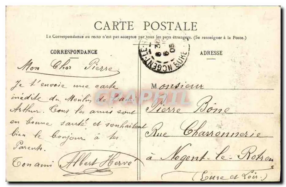 Bayeux - Mühle der Aure — Sammlung R. D. - Rückseite