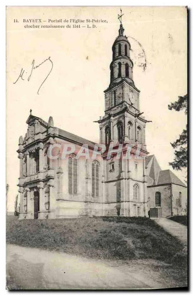 Bayeux — Portal der Kirche St-Patrice, Renaissance-Glockenturm von 1544 — L. D. - Vorderseite