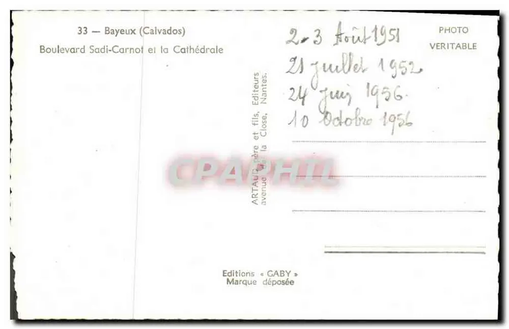 Bayeux (Calvados) — Boulevard Sadi-Carnot en de Kathedraal — Edities GABY - Achterkant