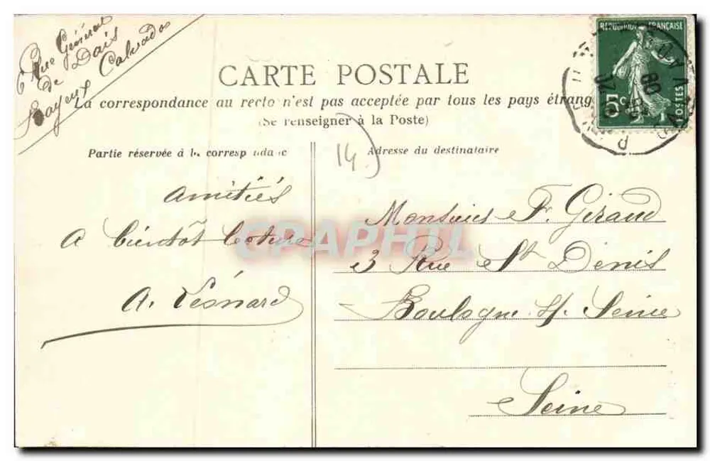 Bayeux — Die Kathedrale. Ansicht vom Boulevard — Sammlung R. (n°39) - Rückseite
